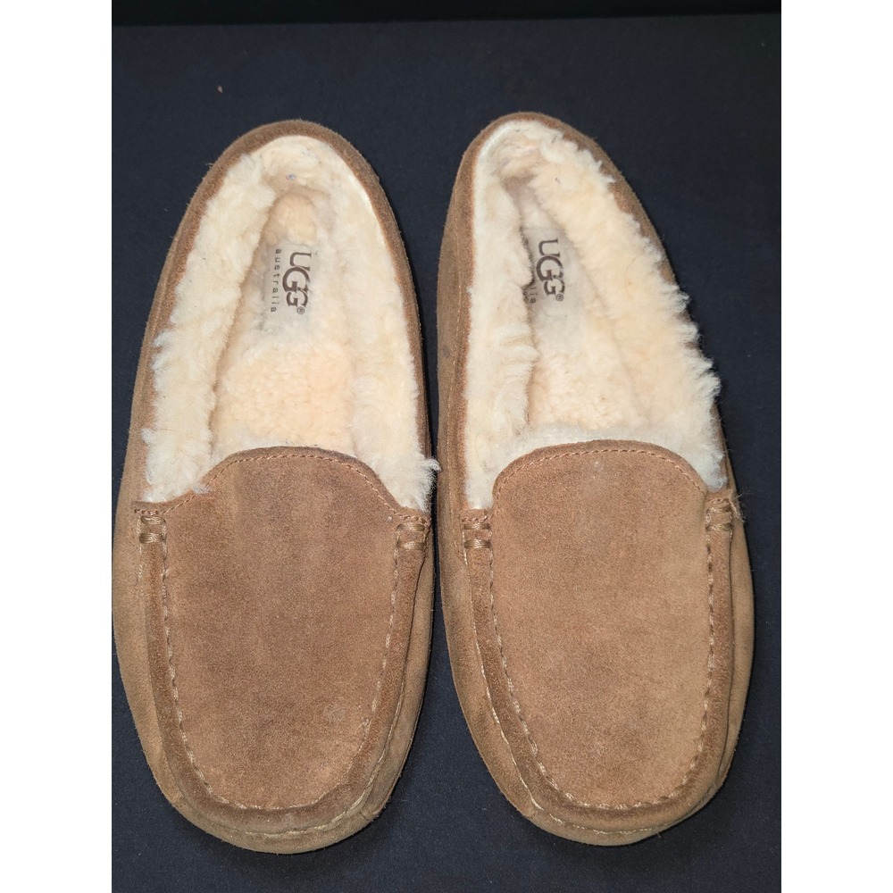 UGG Australia Women's Suede Sheepskin Lined Moc Slippers Tan Size 6